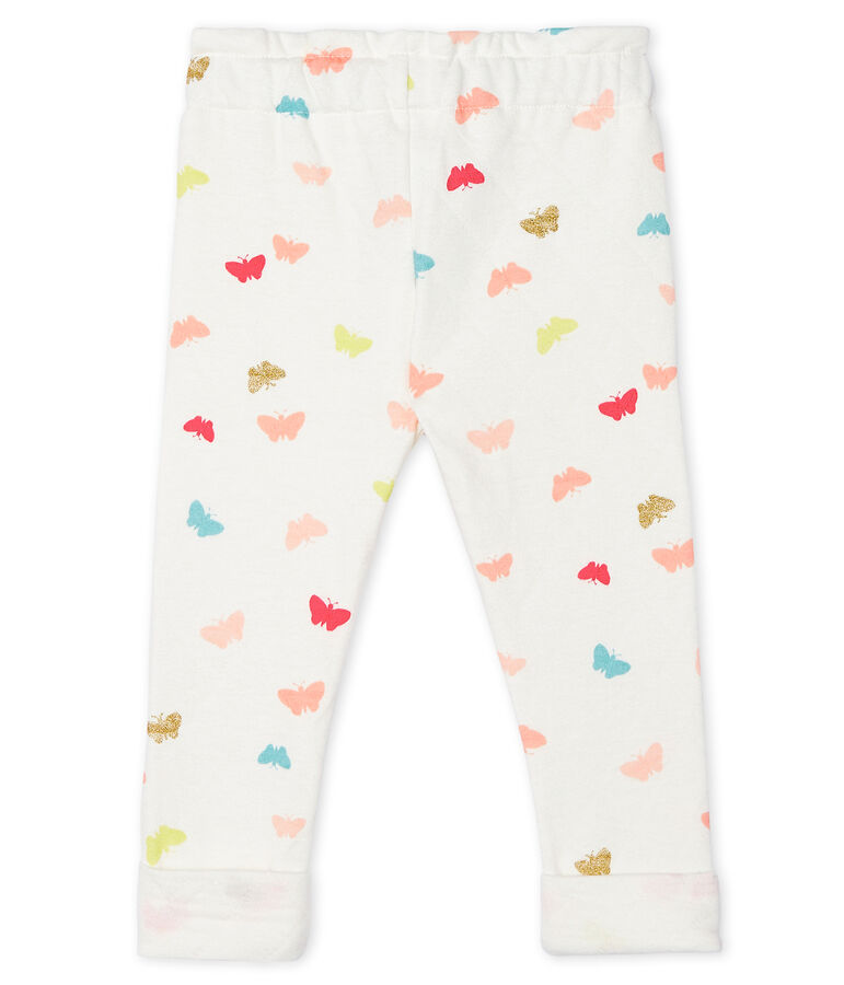 Broek met print babymeisje wit/multicouleur