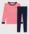 Snugfit pyjama voor jongens met rode strepen in biologisch katoen rood PEPS/wit MULTICO
