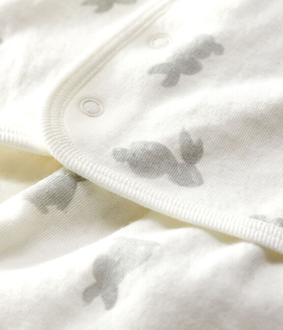 Ensemble 2 pièces blanc à lapins bébé en tubique en coton biologique blanc MARSHMALLOW/gris GRIS