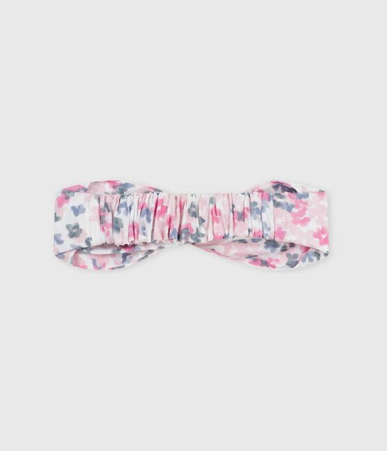 Poplin haarband met bloemenprint voor baby's roze CHARME/wit MULTICO