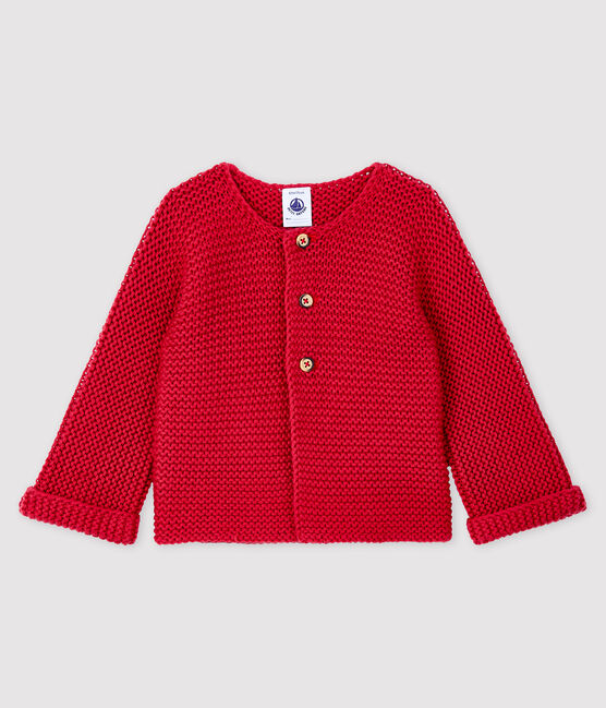 Cardigan laine et coton bébé fille rose POPPY