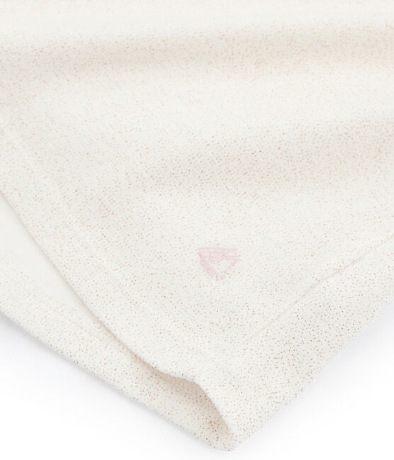 Meisjes-T-shirt met korte mouwen wit MARSHMALLOW/roze COPPER