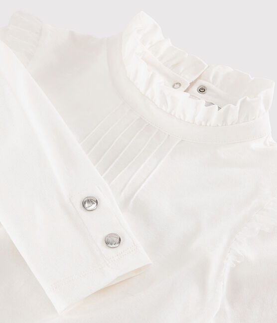 Tee shirt à collerette enfant fille blanc MARSHMALLOW