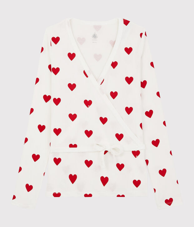 Katoenen wikkelvest voor Dames wit/rood