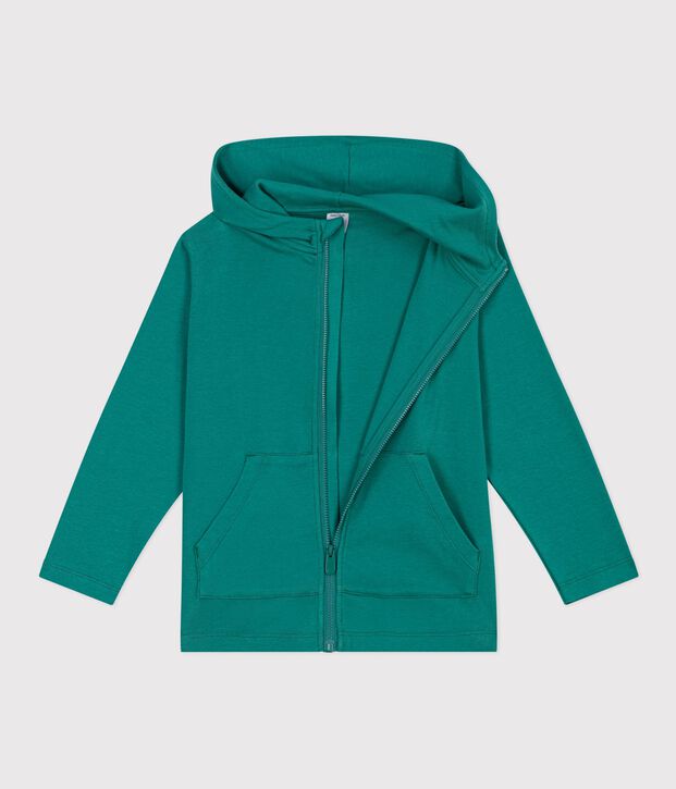 Katoenen hoodie met rits voor kinderen groen