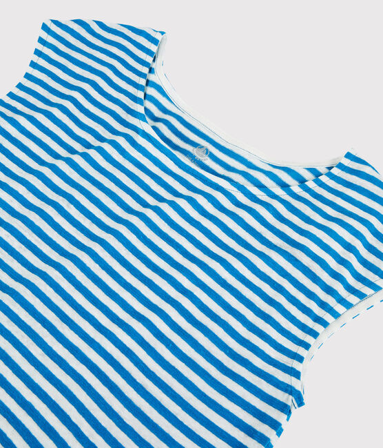 T-shirt en lin rayé Femme bleu MYKONOS/blanc MARSHMALLOW