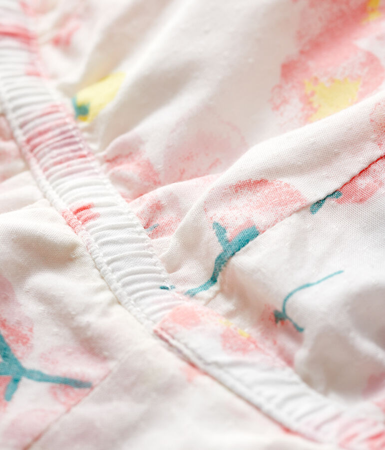 Popeline zonnehoedje met bloemenprint voor baby meisje wit/multicouleur