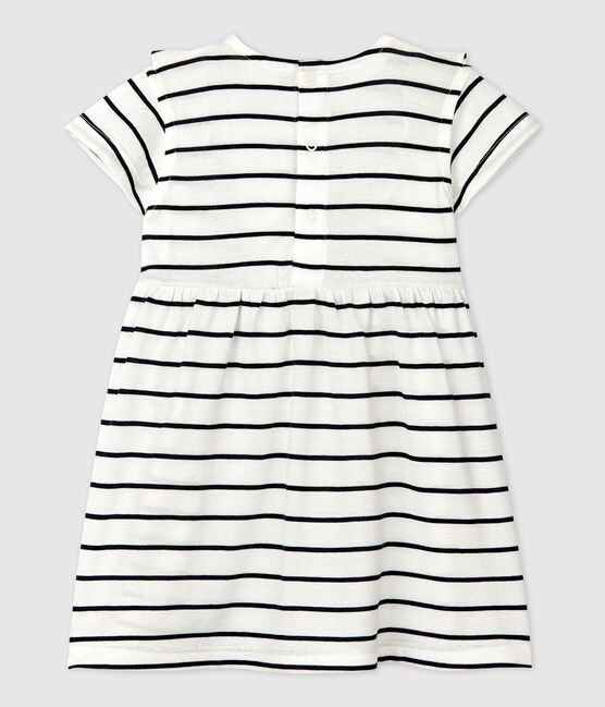 Robe manches courtes rayée en jersey bébé blanc MARSHMALLOW/bleu SMOKING