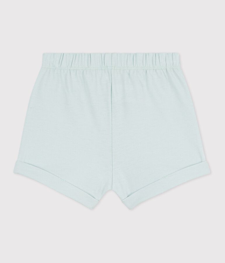 Effen katoenen short voor baby's blauw