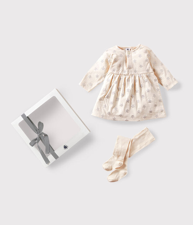Coffret cadeau b&eacute;b&eacute; robe et collants multicouleur