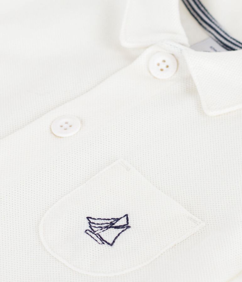 Kort pakje van effen katoen met polokraag voor baby's wit MARSHMALLOW