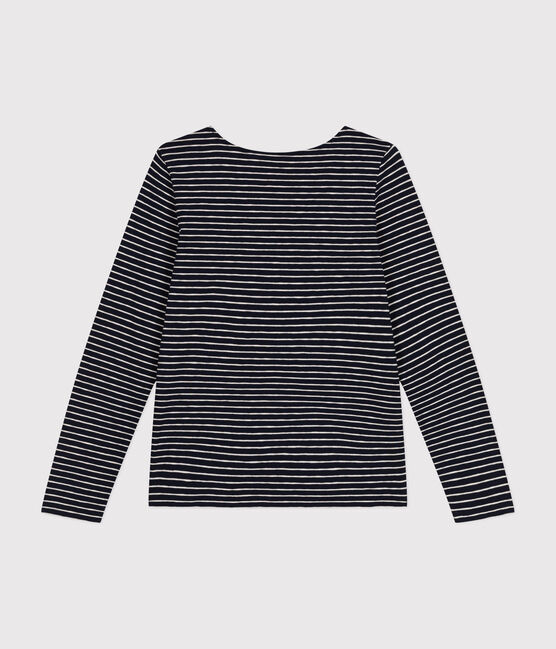 Dames-T-shirt van gevlamde jersey met lange mouw en diepe halslijn - Le Droit SMOKING/ MONTELIMAR