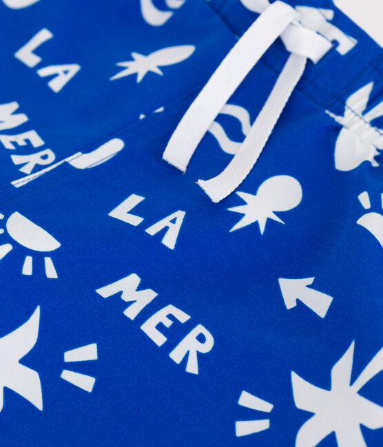 Zwemshort met print voor jongens blauw PORCELANA/ MARSHMALLOW