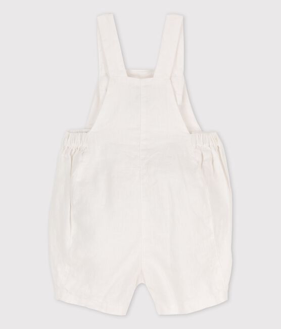 Salopette courte bébé en lin blanc ECUME
