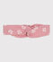 Babyhoofdband van katoenen gaas met bloemenprint roze CHARME/wit MARSHMALLOW