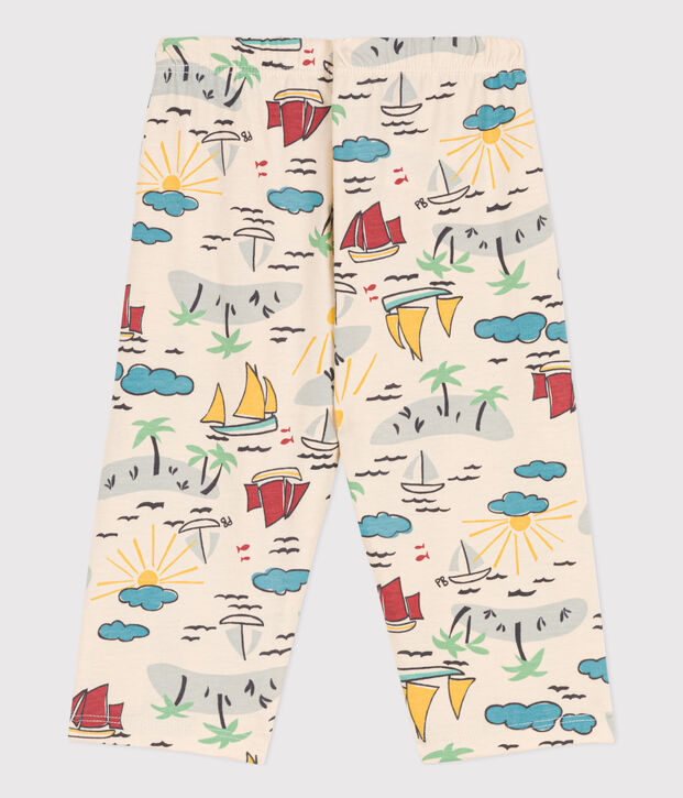 Broek van jerseystof met print voor baby's ecru/multicouleur