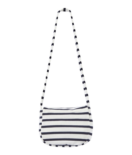 Gestreepte schoudertas voor meisjes wit MARSHMALLOW/blauw SMOKING