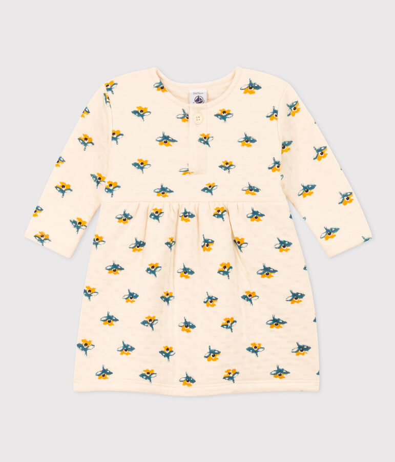 Robe manches longues en tubique matelass&eacute; imprim&eacute; b&eacute;b&eacute; blanc AVALANCHE/ MULTICO