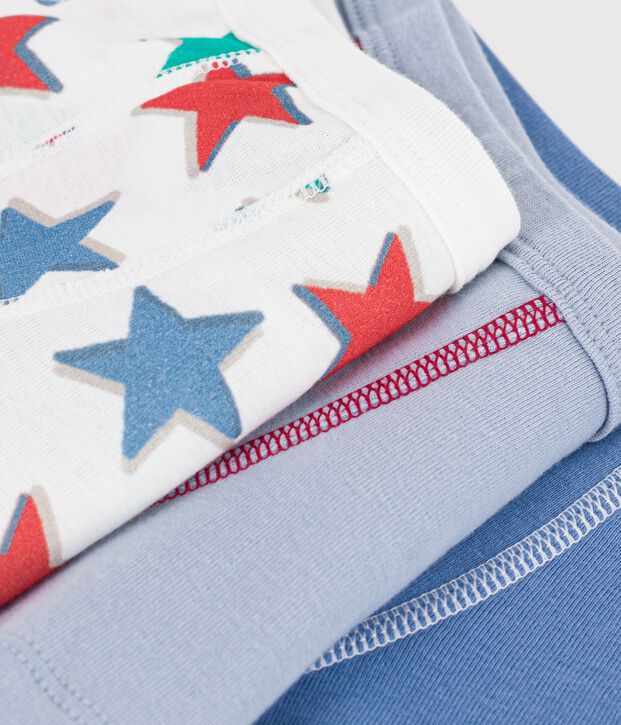Lot de boxers ceinture collet&eacute;e enfant en coton imprim&eacute; &eacute;toiles multicouleur
