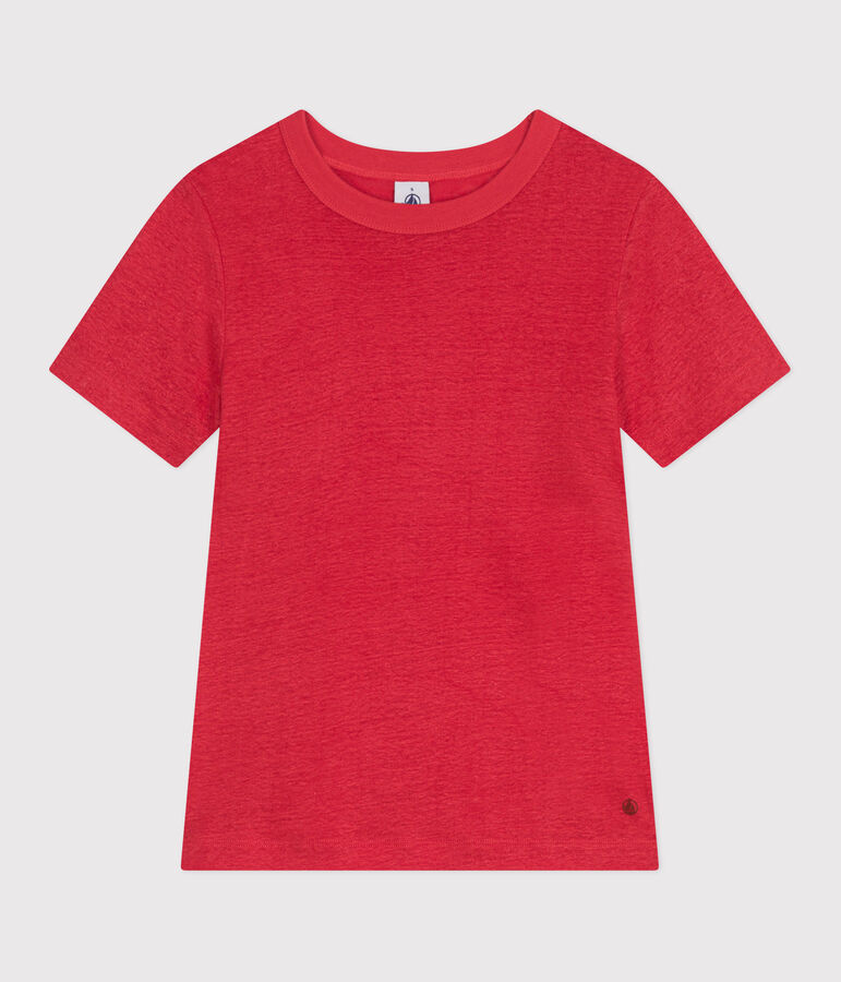 Linnen T-shirt met korte mouwen voor dames rood