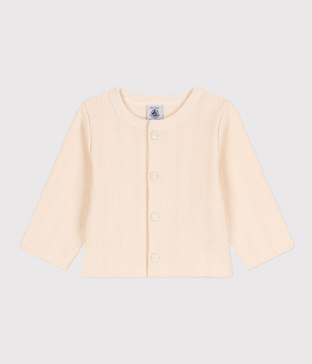 Babyvest van jerseystof met fantasiestippen ecru