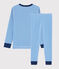 Pyjama milleraies bleu petit garçon en côte bleu RUISSEAU/blanc MARSHMALLOW