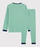 Pyjama milleraies mixte en côte vert PRADO/blanc MARSHMALLOW