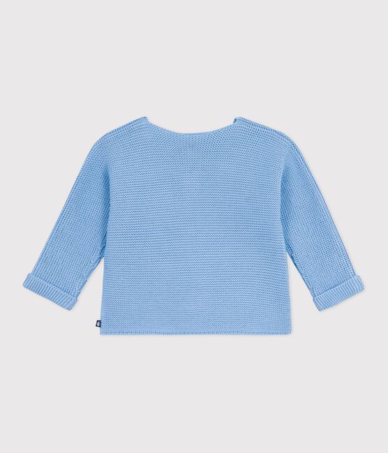 Gebreid katoenen vestje in ribbelsteek voor baby's blauw FLO