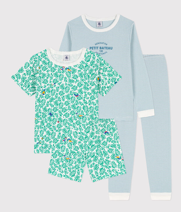 Lot de 2 pyjama/pyjacourt en coton petit gar&ccedil;on multicouleur