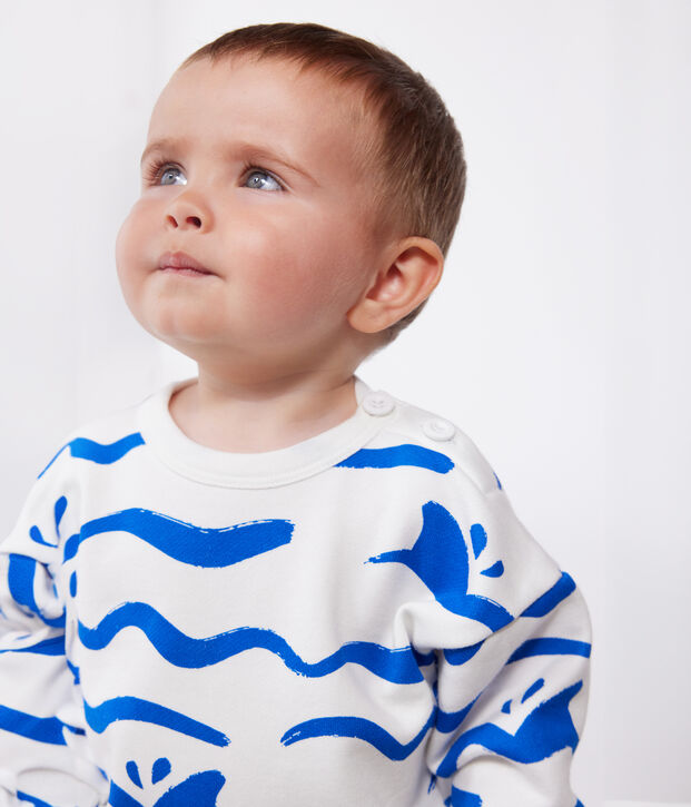 Katoenen babysweater met haaiprint blauw/blauw