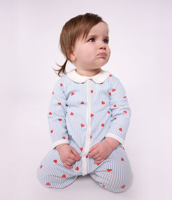 Pyjama b&eacute;b&eacute; en coton avec col, imprim&eacute; c&oelig;urs