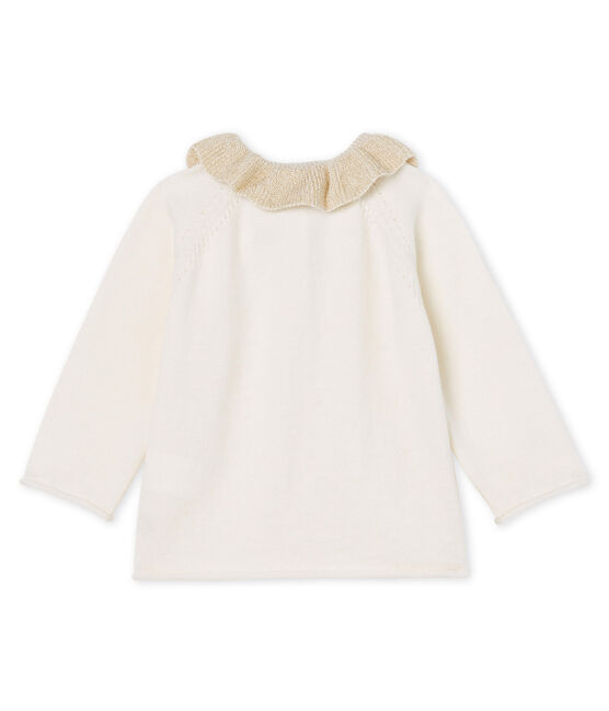 Cardigan bébé fille en tricot laine et coton blanc MARSHMALLOW