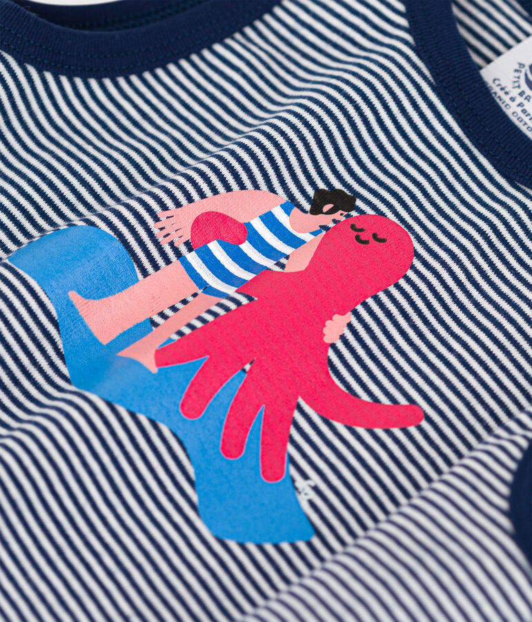 Petit Bateau x Water Family playsuit voor baby's blauw/wit