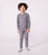 Tee-shirt enfant en laine et coton manches longues à rayures