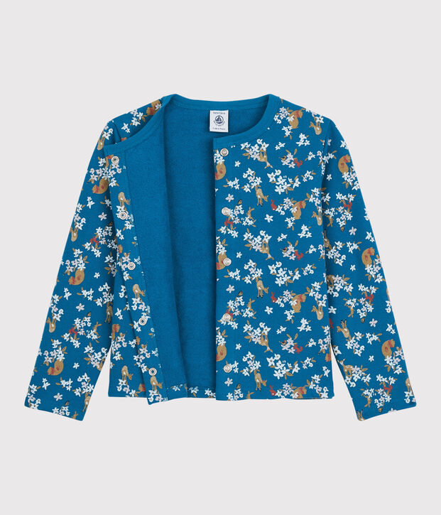 Meisjescardigan van molton blauw/multicouleur