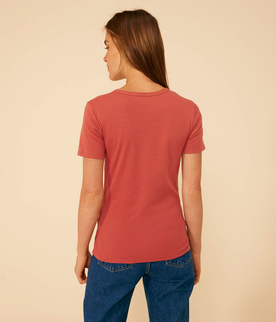 L'Iconique, effen katoenen T-shirt voor dames bruin FAMEUX