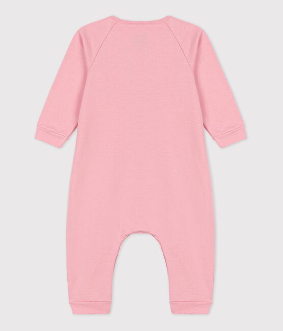 Combinaison  bébé molleton en coton biologique rose CHARME