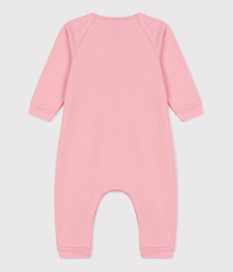 Combinaison  b&eacute;b&eacute; molleton en coton biologique rose