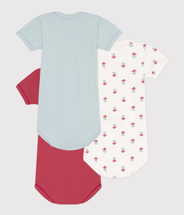 Set van 3 body's met korte mouwen en bloemen in katoen variante 1