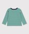 Katoenen T-shirt met lange mouwen en strepen voor kinderen groen/beige/groen