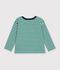 Katoenen T-shirt met lange mouwen en strepen voor kinderen groen/beige/groen