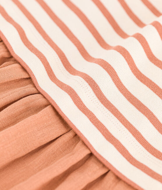 Robe en coton épais et gaze de coton enfant fille rose AVALANCHE/blanc SIENNA