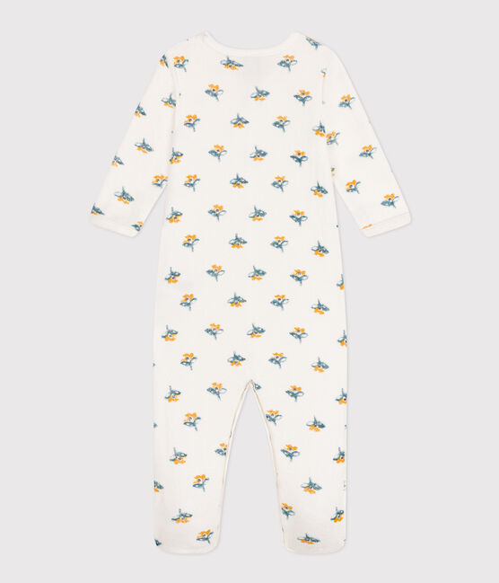 Babypyjama van molton met bloemetjes wit MARSHMALLOW/wit MULTICO