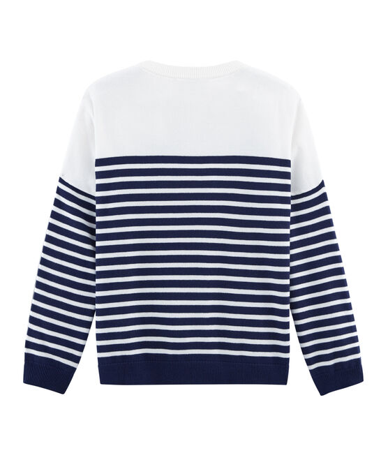 Trui vrouwen blauw SMOKING/wit MARSHMALLOW