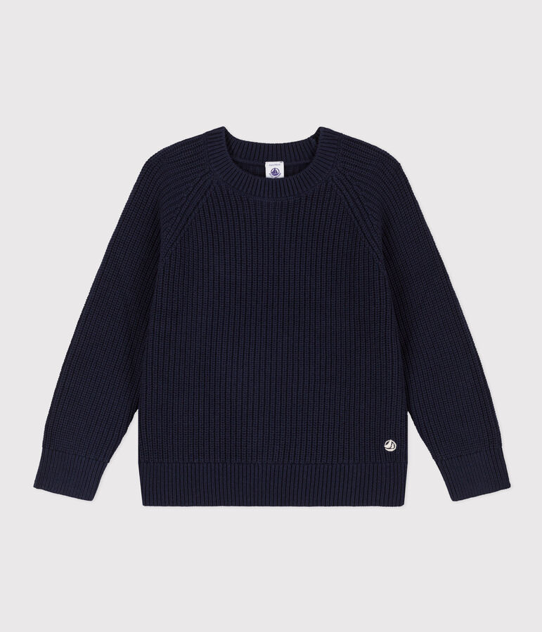 Pull en laine et coton enfant gar&ccedil;on bleu SMOKING