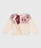 Cardigan enfant en laine et coton à motif jacquard écru AVALANCHE/ AMARANTE