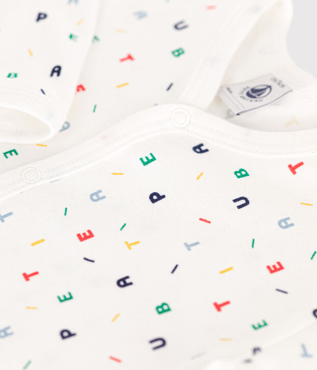 Katoenen babypyjama zonder voetjes wit/multicouleur