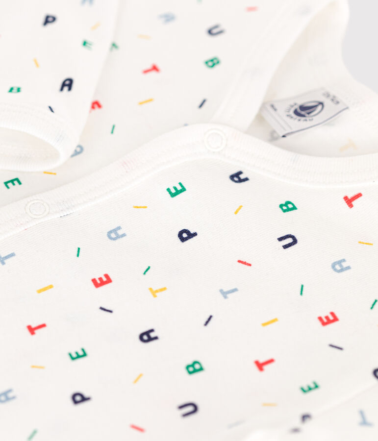 Katoenen babypyjama zonder voetjes wit/multicouleur