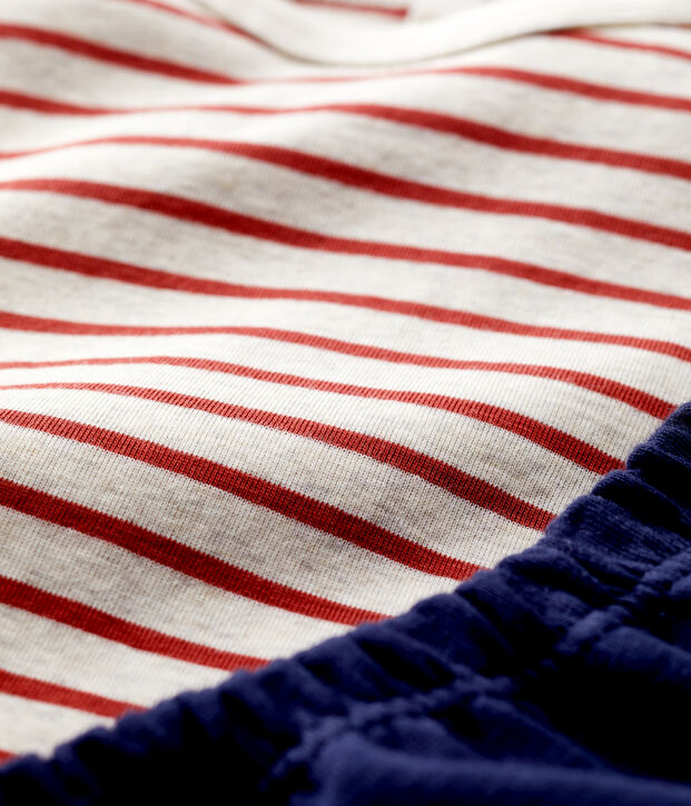 Gestreept ensemble van biokatoen uit 2 delen voor baby's beige/bruin