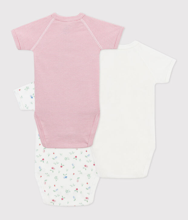 Set van 3 katoenen rompertjes met print en korte mouwen voor baby's multicouleur